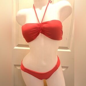 Orange Strapless Bikini Set